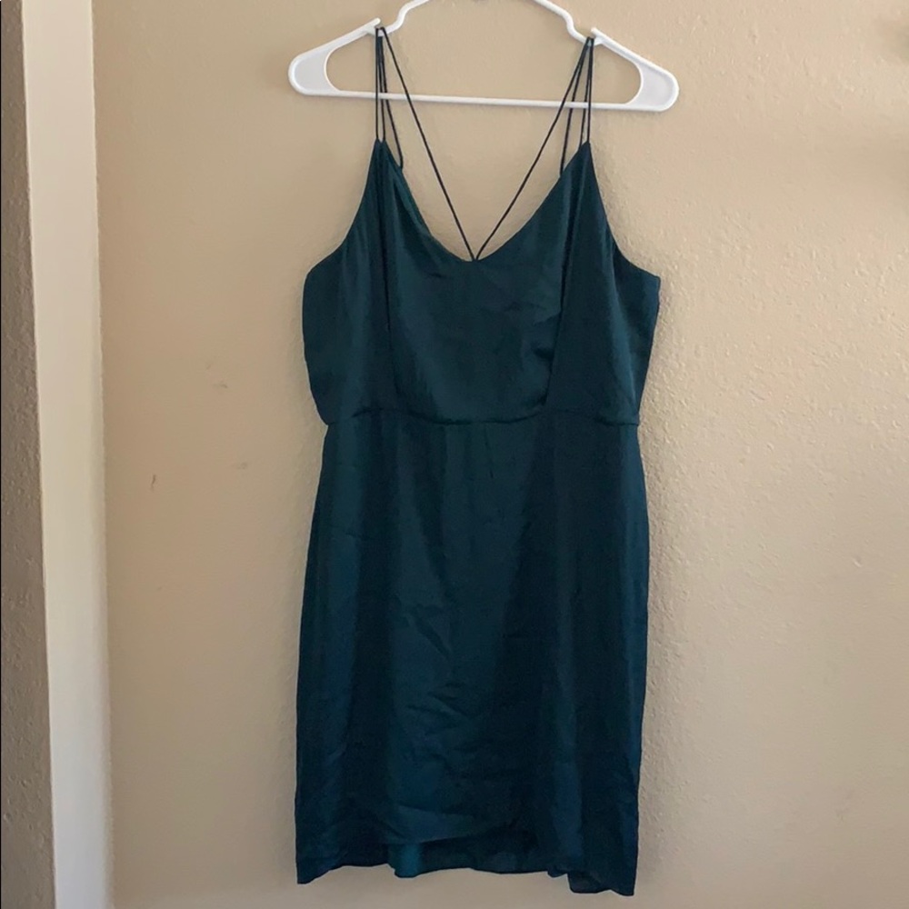 Forest green satin dress